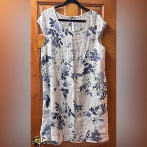 Lungo L’Arno made in Italy floral linen shift dress Sz 1X NEW